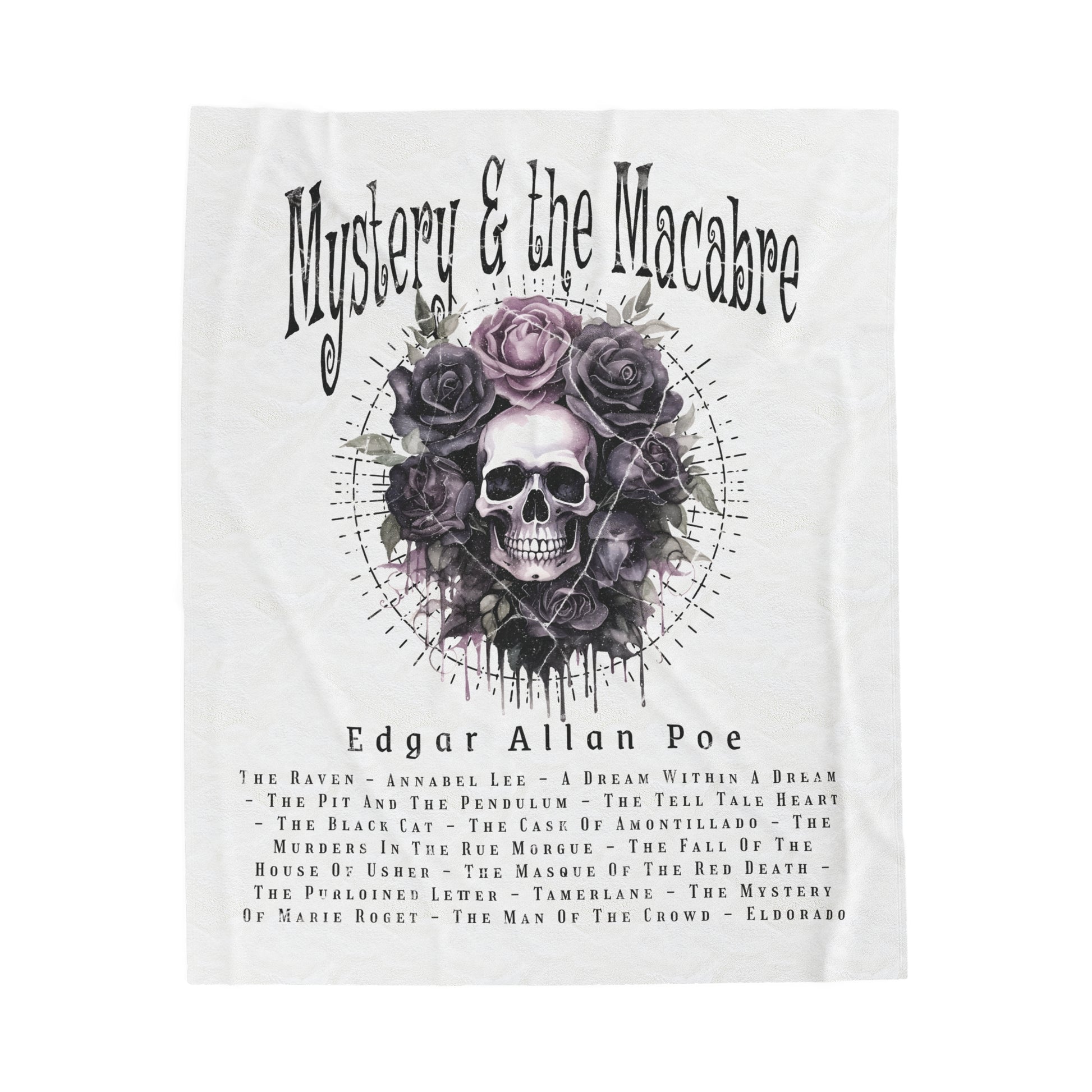 Edgar Allan Poe, Mystery & The Macbre Throw Blanket, Book Lover Reading Blanket, Gothic, Light, Dark Academia, Horror Movie Watching Blanket All Over Prints Printify 50" × 60"  