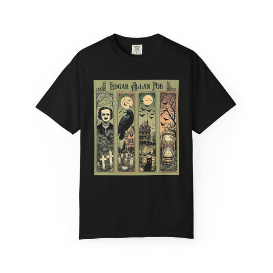 Edgar Allan Poe T-Shirt Gothic Graphic Tee The Raven Nevermore Quote Horror Literature Shirt Dark Academia Aesthetic Halloween Party Gift T-Shirt Printify Black S
