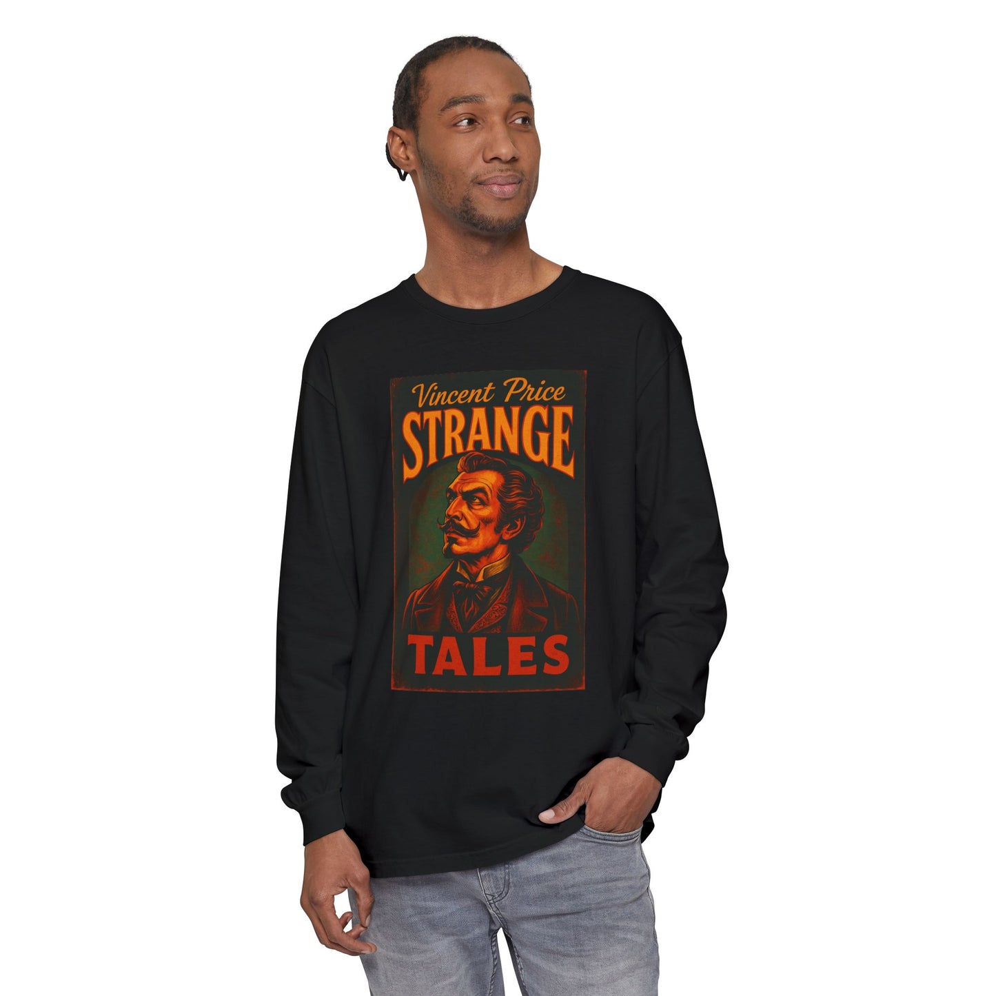 Vincent Price Strange Tales Long Sleeve T-Shirt, Vintage Horror Tee, Gothic Apparel, Halloween Costume, Retro Graphic Shirt Long-sleeve Printify