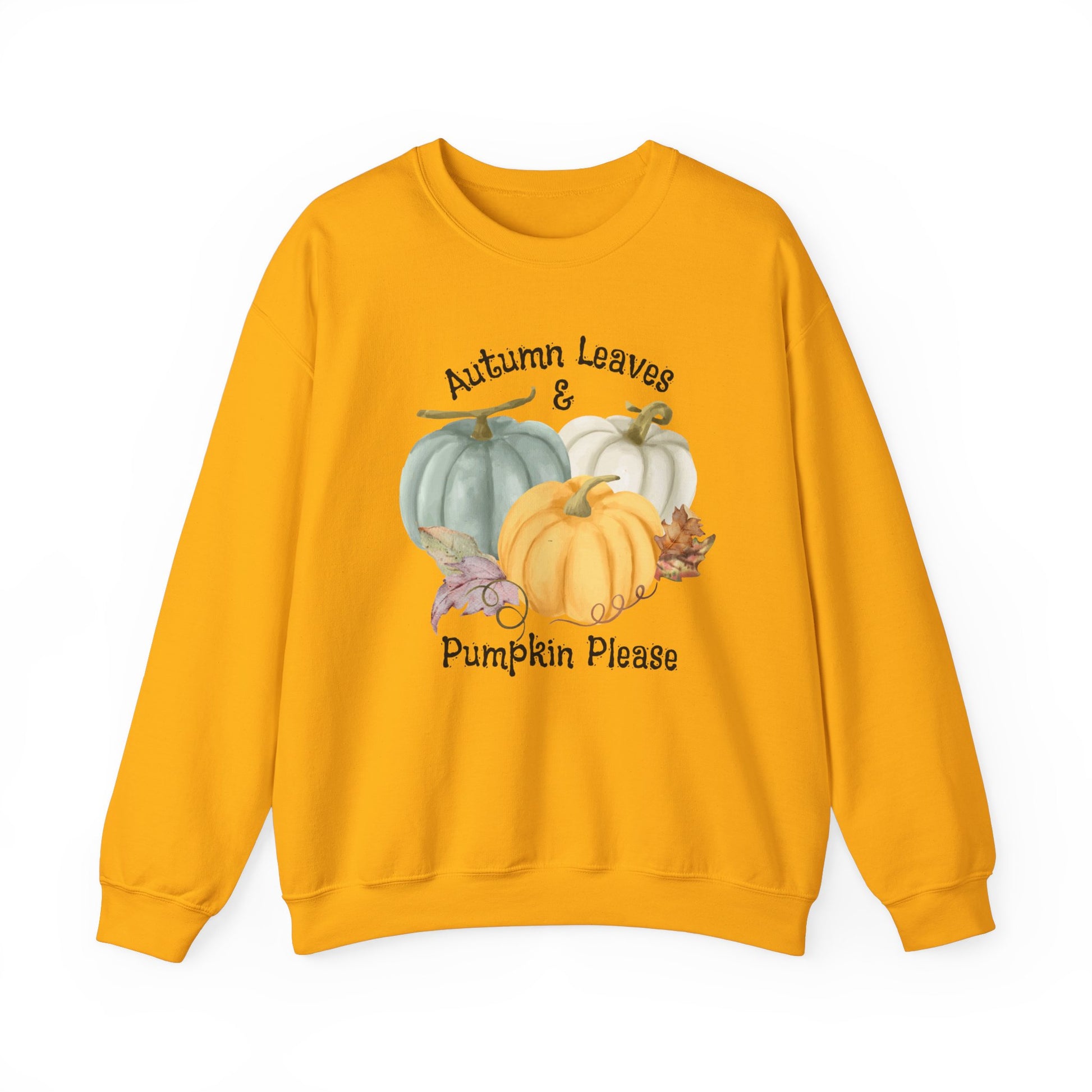 Halloween Pumpkin Sweatshirt, Vintage Autumn Pumpkins Shirt, Spooky Season Sweater, Fall Squash, Autumn Style Sweatshirt Sweatshirt Printify S Gold 