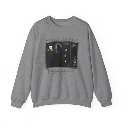 Edgar Allan Poe Sweatshirt The Raven Nevermore Gothic Horror Sweater Dark Academia Macabre Halloween Gift for Book Lovers Birthday Christmas Sweatshirt Printify Graphite Heather S