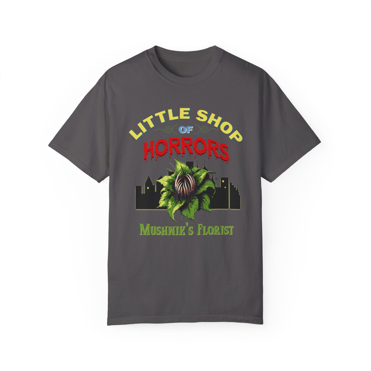 Little Shop Of Horrors TShirt Broadway Musical Theatre Lover Gift Audrey 2 Feed Me Seymour Classic Horror Theatre Gift Comic Con Shirt T-Shirt Printify Graphite S 