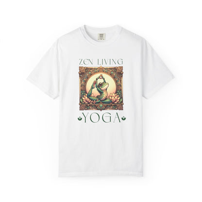 Green Yoga Frog Zen Living Unisex T-Shirt, Casual Wear, Highlander Fan Gift, T-Shirt Printify White S