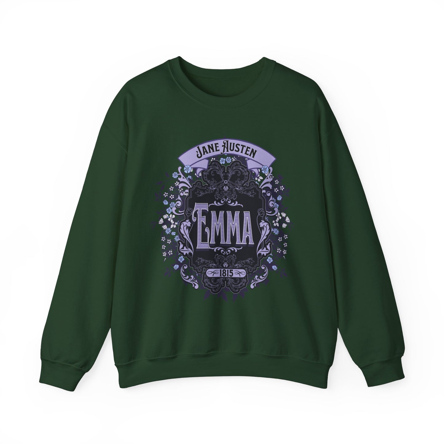 Jane Austen Sweatshirt, Emma Historical Romance Sweater, Bookish Literary Jane Austen Fan Art Gift, Gift for Her, Bookclub Shirt Sweatshirt Printify S Forest Green 