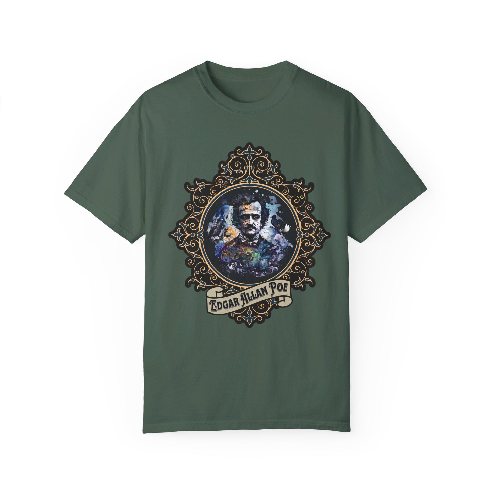 Edgar Allan Poe Shirt, Poet, Poetry Lover Tee, Book, Reading Lover Shirt, Halloween, Gothic, Light Academia Gifts, Comfort Colours TShirt T-Shirt Printify Blue Spruce S 