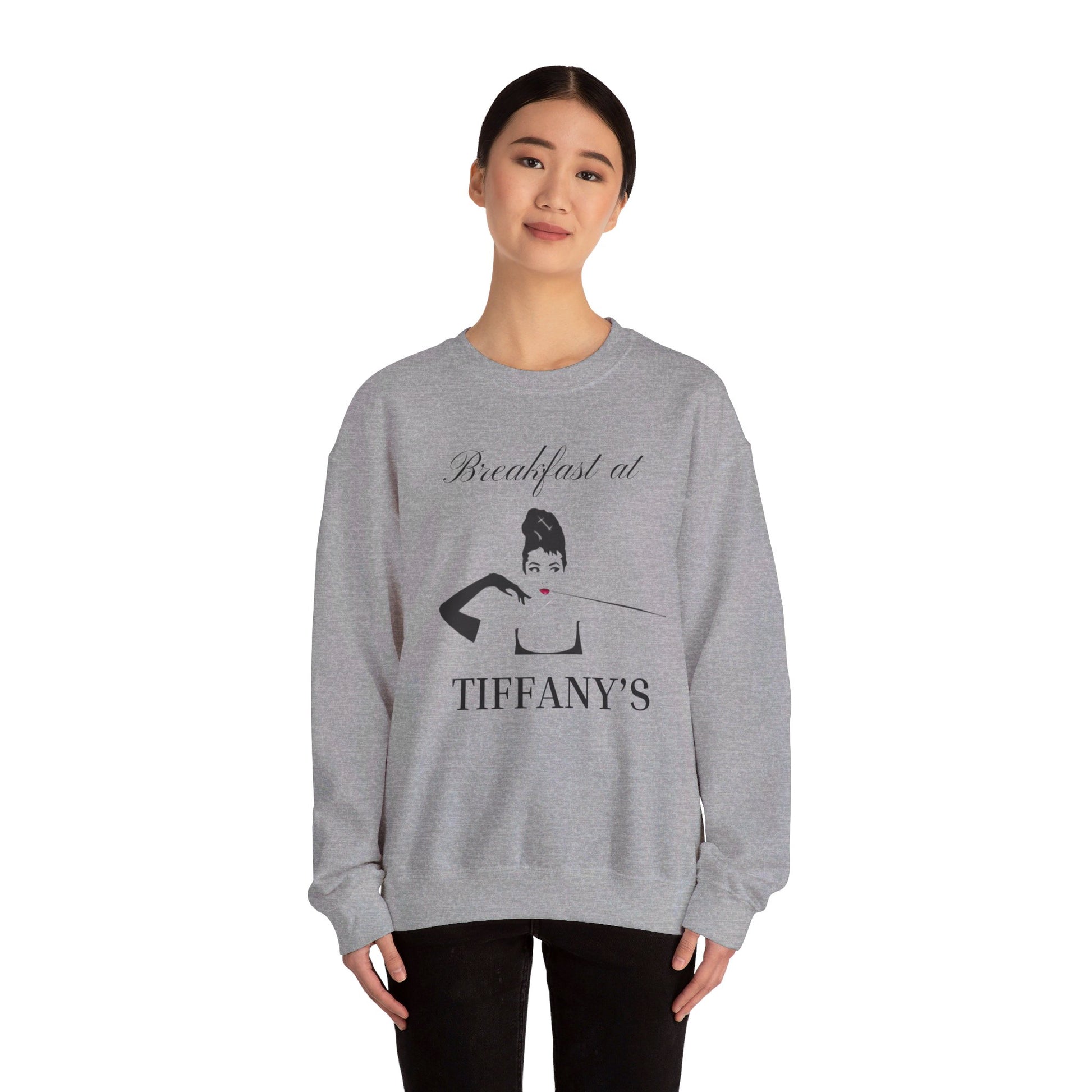 Breakfast at Tiffany's T & Co Sweatshirt , Classic Audrey Crew, Girls Brunching Weekend Sweater, Women's Shirt, Truman Capote Fan Gift Sweatshirt Printify   