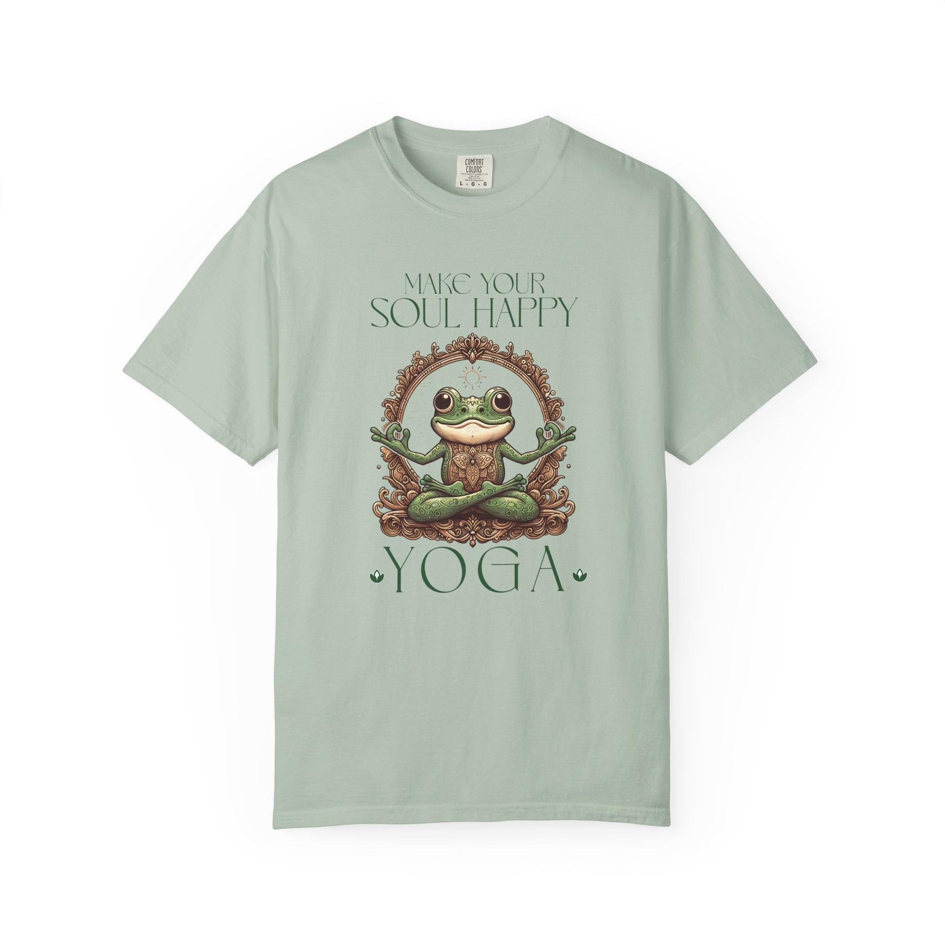Green Yoga Frog Make Your Soul Happy Unisex T-Shirt, Casual Wear, Highlander Fan Gift, T-Shirt Printify Bay S