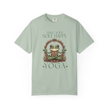 Green Yoga Frog Make Your Soul Happy Unisex T-Shirt, Casual Wear, Highlander Fan Gift, T-Shirt Printify Bay S