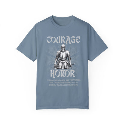 Medieval Knight Courage and Honor T-shirt Renfaire Renaissance Fair Comfortable Festival Tee Perfect Gift for History Lovers Ren-faire Gift T-Shirt Printify Ice Blue S