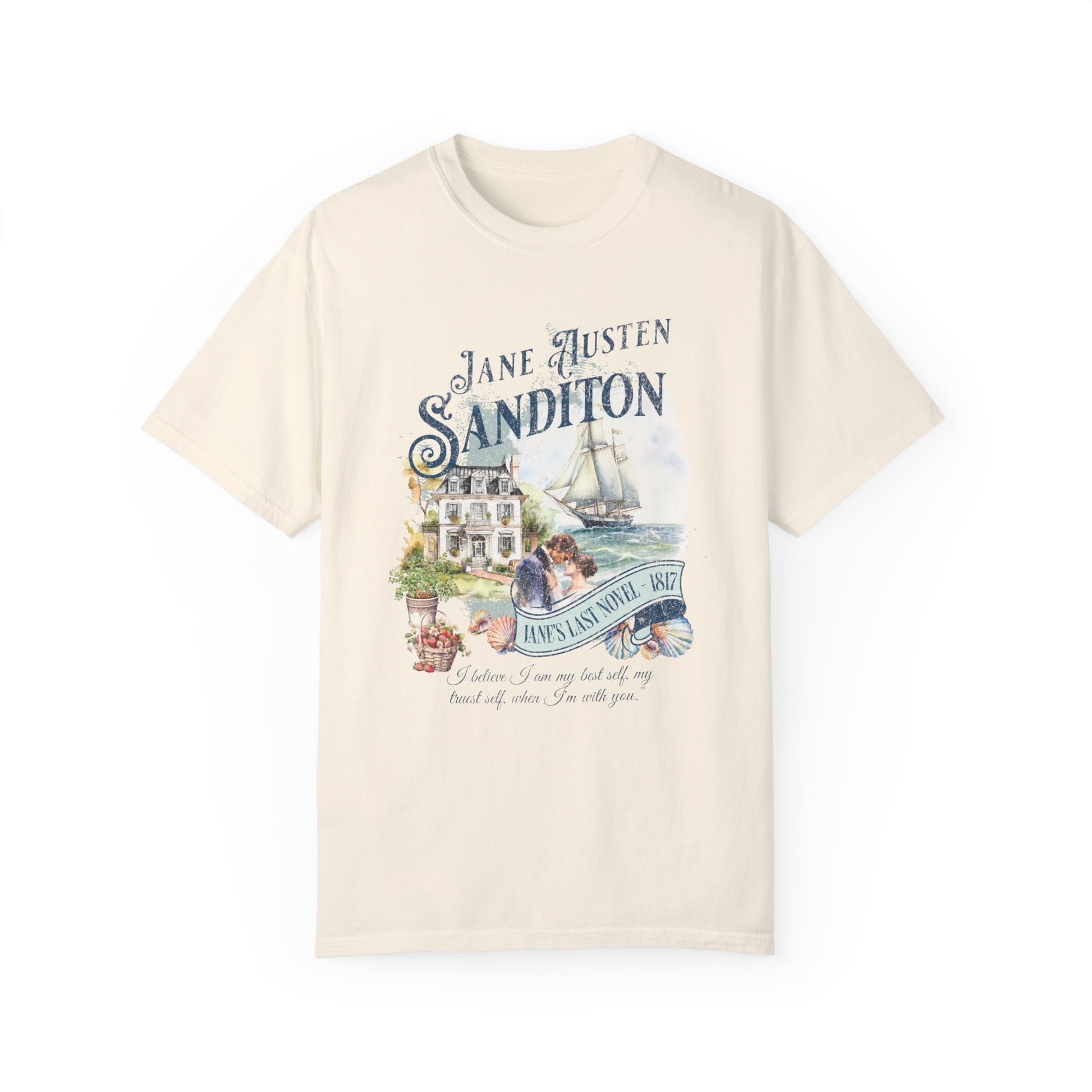 Sanditon Jane Austen Fan T-Shirt Historical Romance Reader Gift T-Shirt Printify Ivory S 