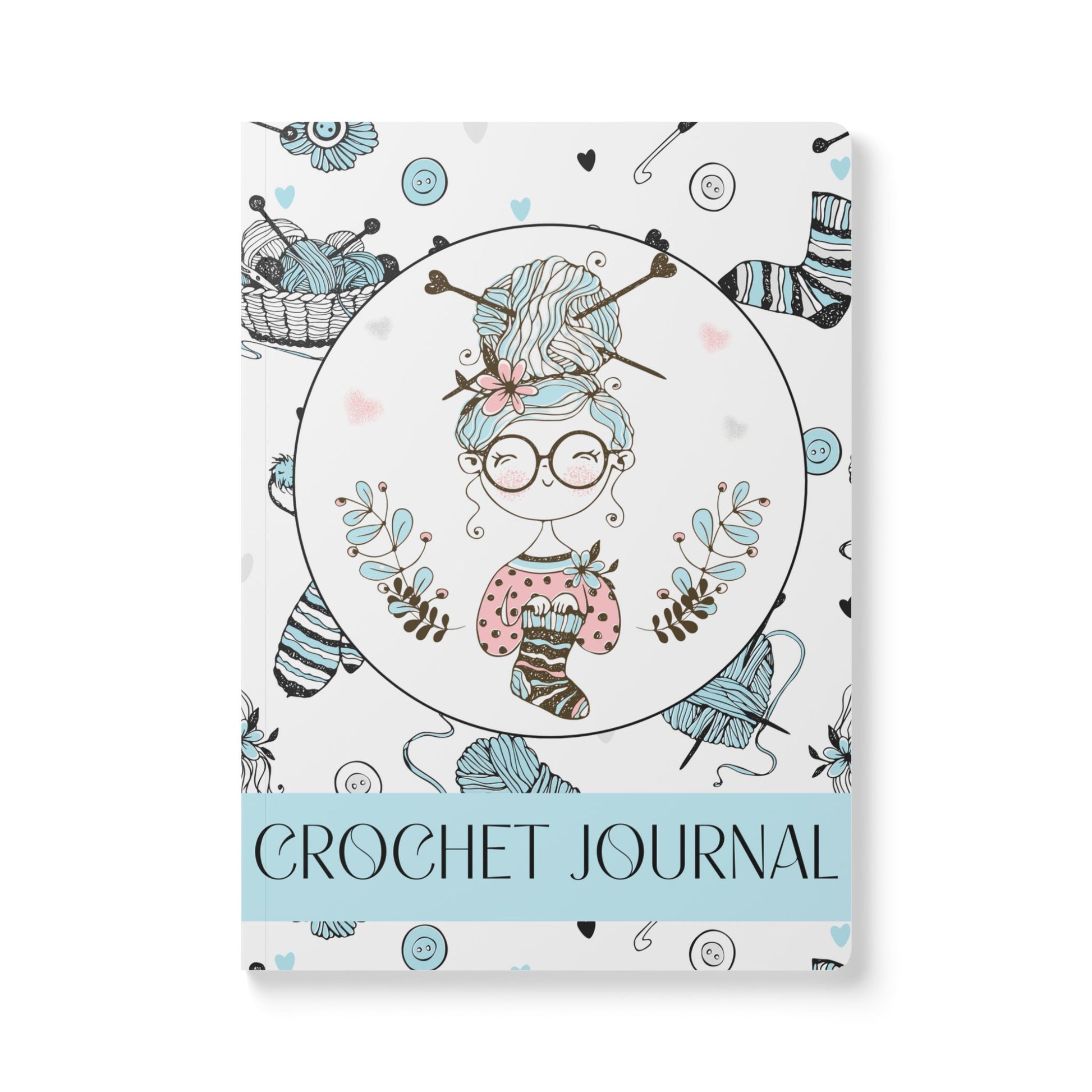 Custom Crochet Project Planner Crochet Tracker Crochet Journal Organize Hooks Yarn And Supplies Crochet Gift For Mom Birthday Crafter Gift Paper products Printify 100 pages (50 sheets) Ruled line 5.75" x 8"