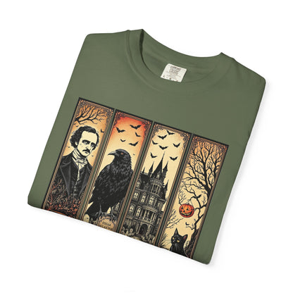 Edgar Allan Poe T-Shirt Gothic Graphic Tee The Raven Nevermore Quote Horror Literature Shirt Dark Academia Aesthetic Halloween Party Gift