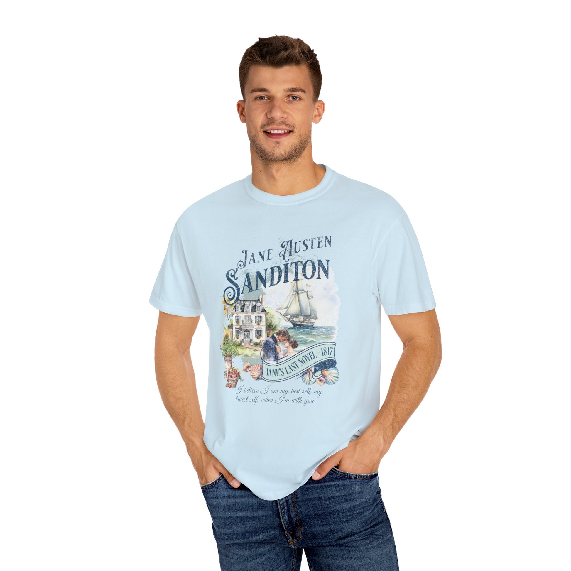 Sanditon Jane Austen Fan T-Shirt Historical Romance Reader Gift T-Shirt Printify   