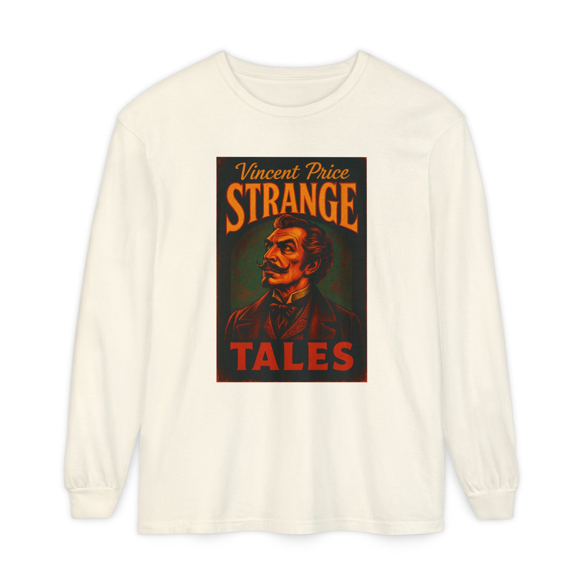 Vincent Price Strange Tales Long Sleeve T-Shirt, Vintage Horror Tee, Gothic Apparel, Halloween Costume, Retro Graphic Shirt Long-sleeve Printify Ivory S