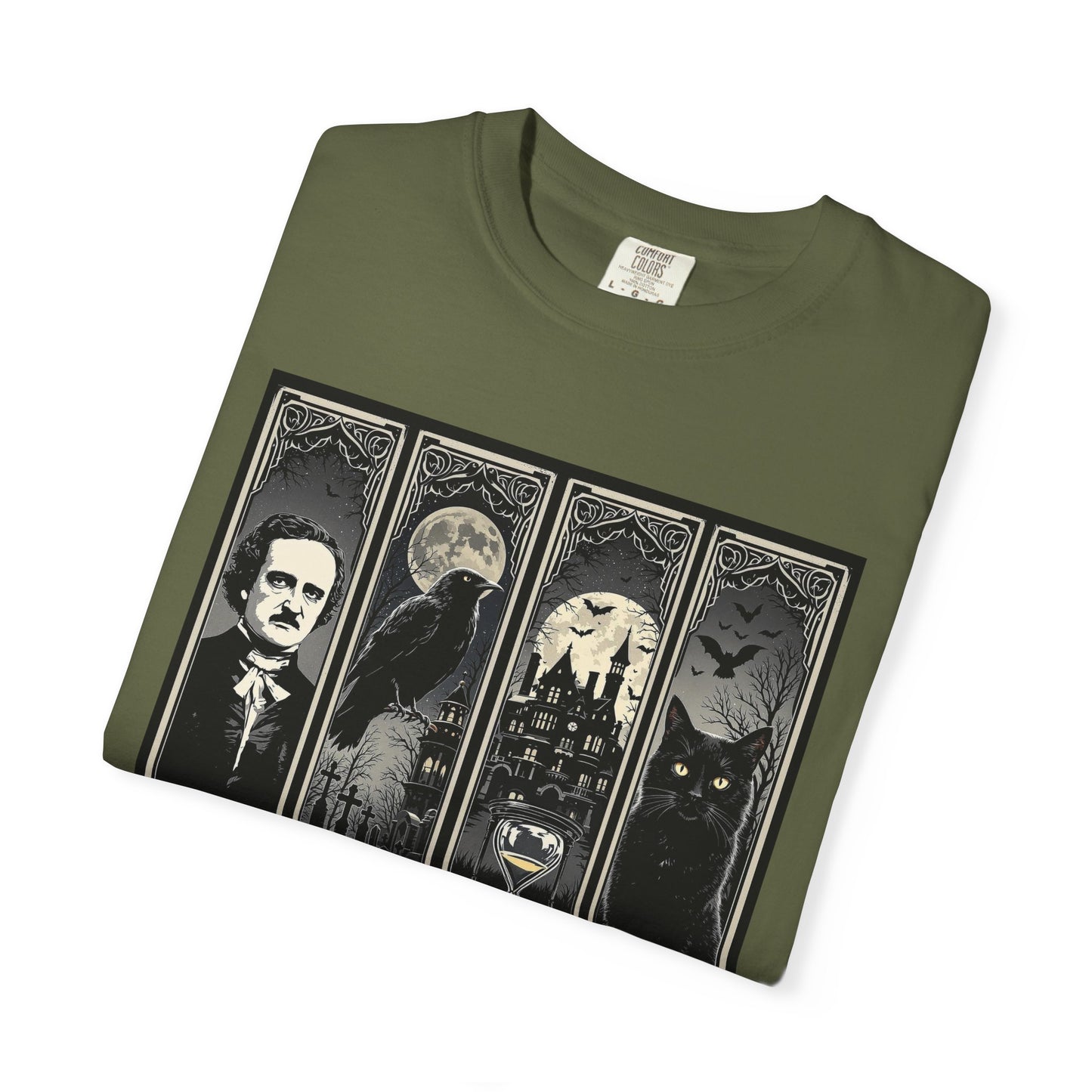 Edgar Allan Poe T-Shirt Gothic Graphic Tee The Raven Nevermore Quote Horror Literature Shirt Dark Academia Aesthetic Halloween Party Gift