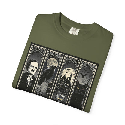 Edgar Allan Poe T-Shirt Gothic Graphic Tee The Raven Nevermore Quote Horror Literature Shirt Dark Academia Aesthetic Halloween Party Gift