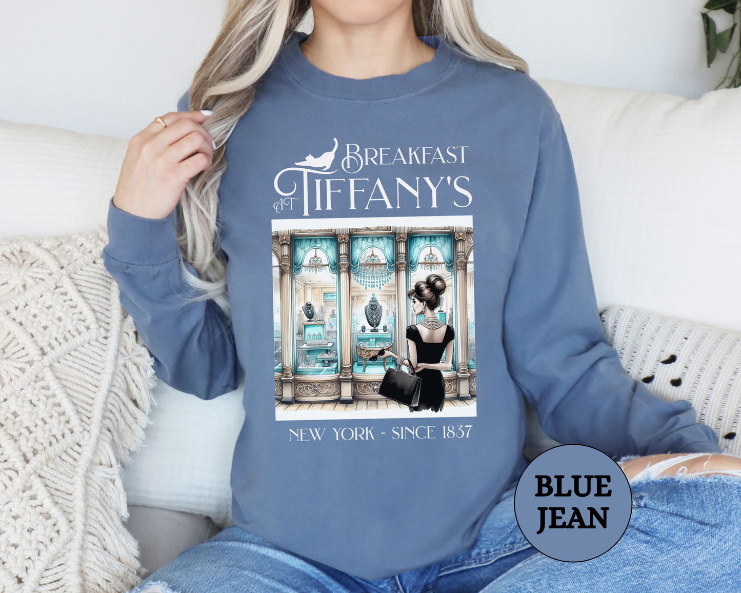 Breakfast at Tiffany's Shirt Audrey Hepburn Gift Girls Weekend Trip Shirt Gift for Bridal Shower Birthday Gift Party Favors Cruise T Shirt Long-sleeve Printify   