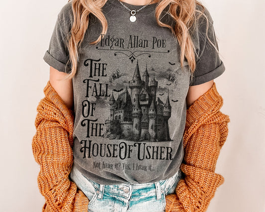 Edgar Allan Poe Shirt, The Fall of the House of Usher Tee, Book Lover Shirt, Halloween, Fall, Gothic, Light Academia, Comfort Colours TShirt T-Shirt Printify   