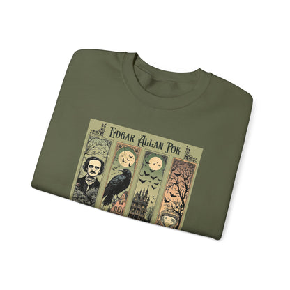 Edgar Allan Poe Sweatshirt The Raven Nevermore Gothic Horror Sweater Dark Academia Macabre Halloween Gift for Book Lovers Birthday Christmas