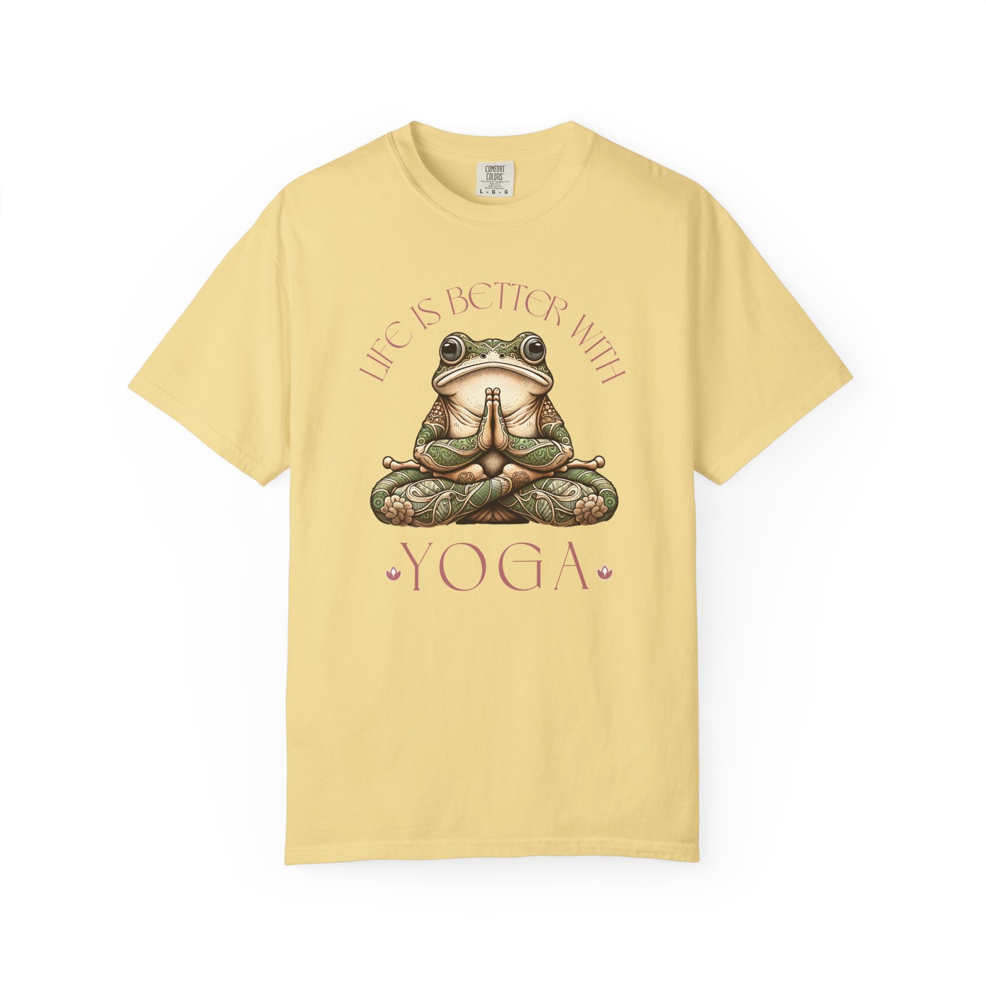 Pink Yoga Frog Life Is Better With Yoga Unisex T-Shirt, Casual Wear, Highlander Fan Gift, T-Shirt Printify Butter S