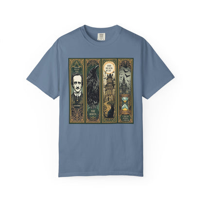 Edgar Allan Poe T-Shirt Gothic Graphic Tee The Raven Nevermore Quote Horror Literature Shirt Dark Academia Aesthetic Halloween Party Gift T-Shirt Printify Blue Jean S