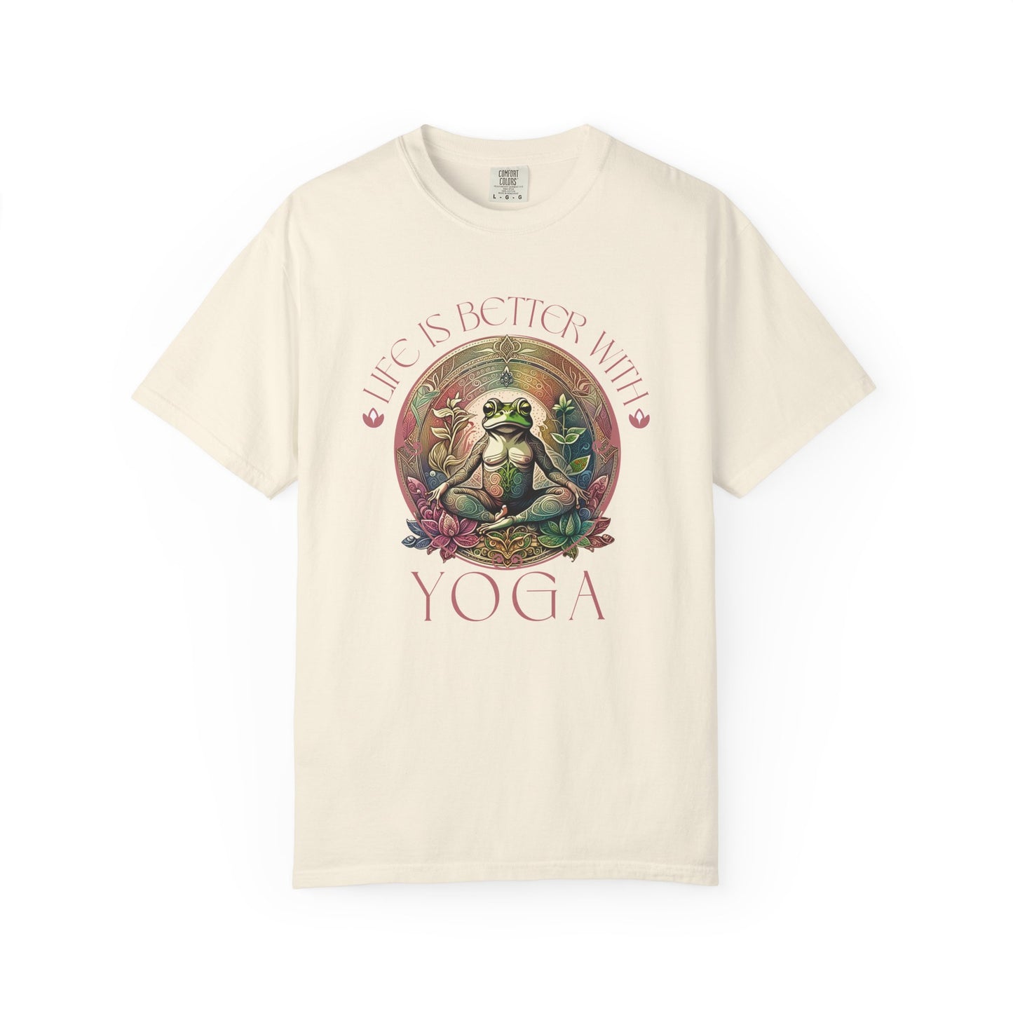 Yoga Frog Life Is Better With Yoga Unisex T-Shirt, Casual Wear, Highlander Fan Gift, T-Shirt Printify Ivory S