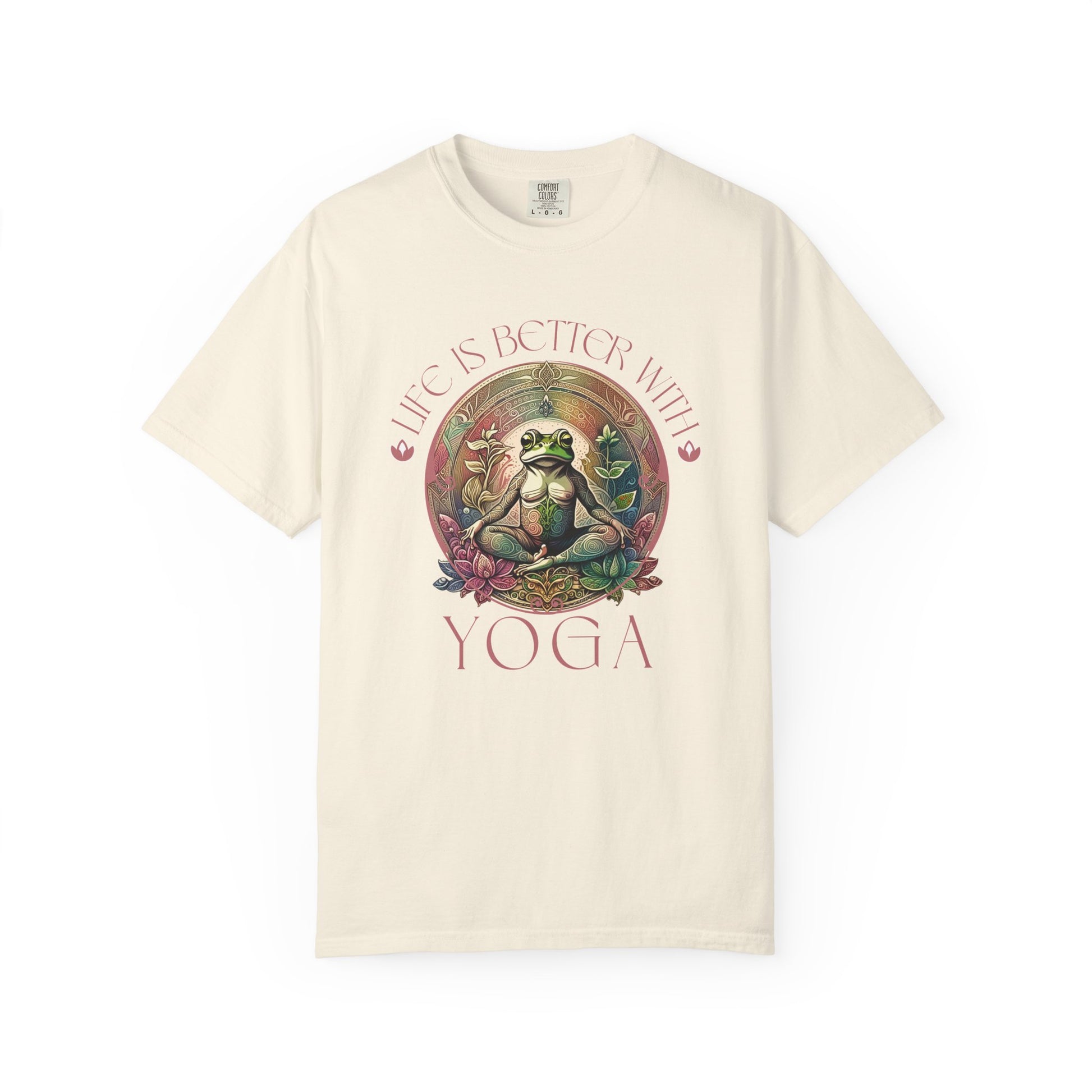 Yoga Frog Life Is Better With Yoga Unisex T-Shirt, Casual Wear, Highlander Fan Gift, T-Shirt Printify Ivory S