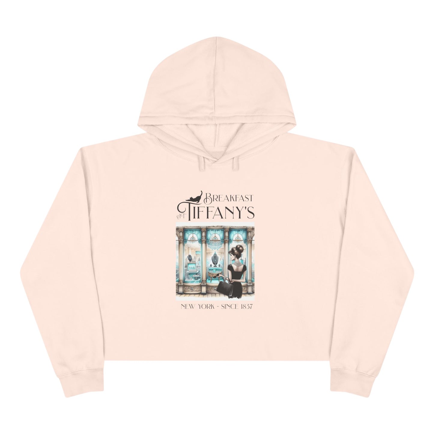 Breakfast at Tiffany's Crop Hoodie, Retro Fashion, Gift for Movie Lovers, Unique Layering Piece, Stylish Casual Wear Hoodie Printify Pale Pink XS 