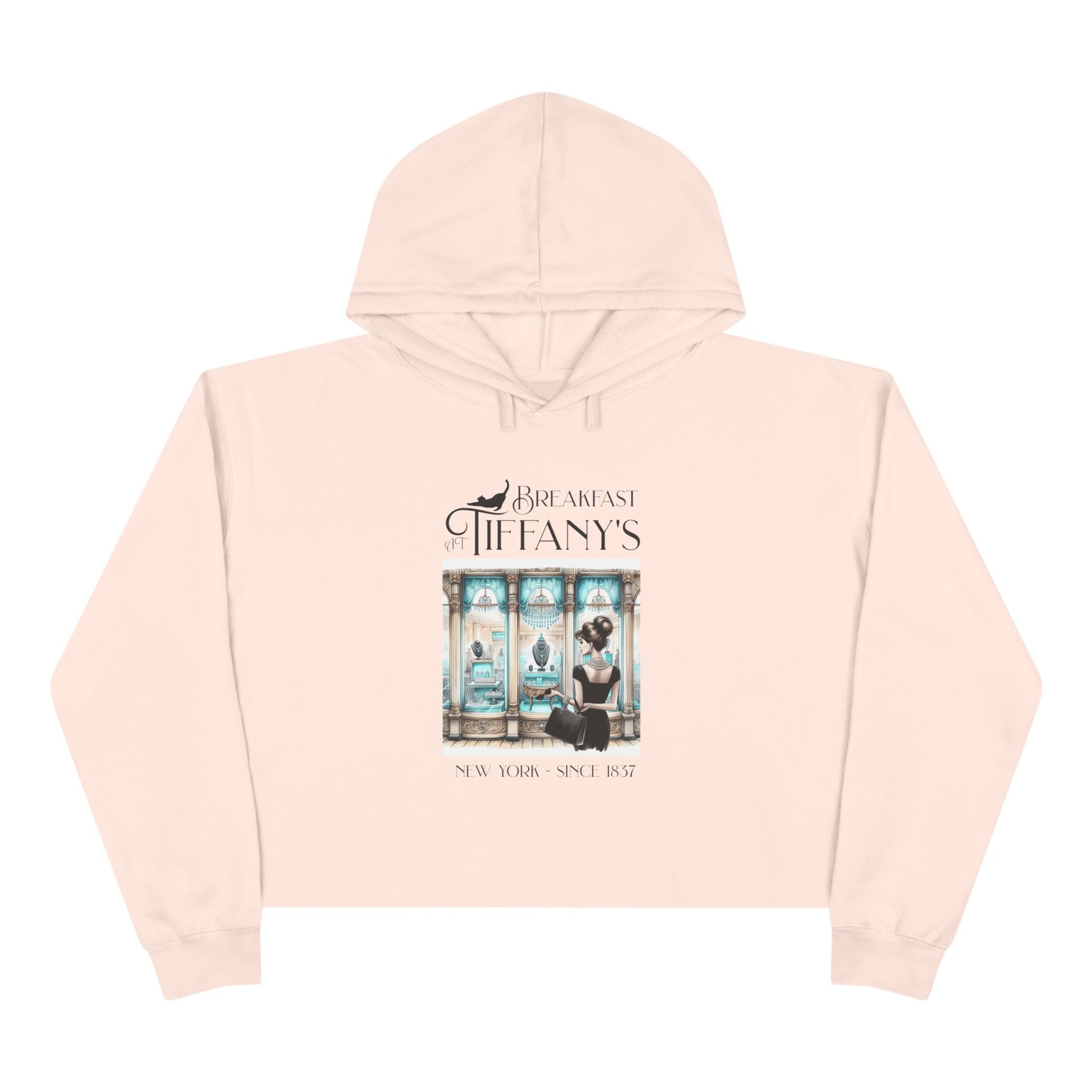 Breakfast at Tiffany's Crop Hoodie, Retro Fashion, Gift for Movie Lovers, Unique Layering Piece, Stylish Casual Wear Hoodie Printify Pale Pink XS 