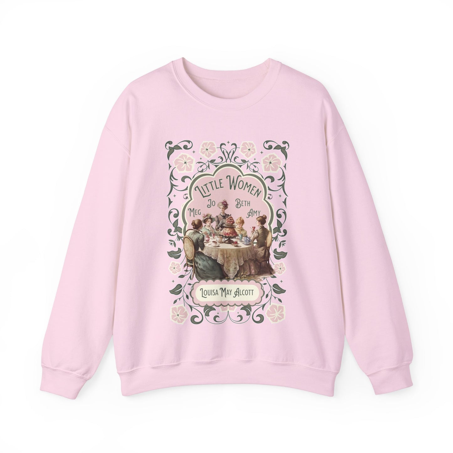 Little Women Sweatshirt, Louisa May Alcott Historical Romance Sweater, Bookish Literary Fan Art Gift, Gift for Her, Bookclub Crewneck Shirt Sweatshirt Printify S Light Pink 