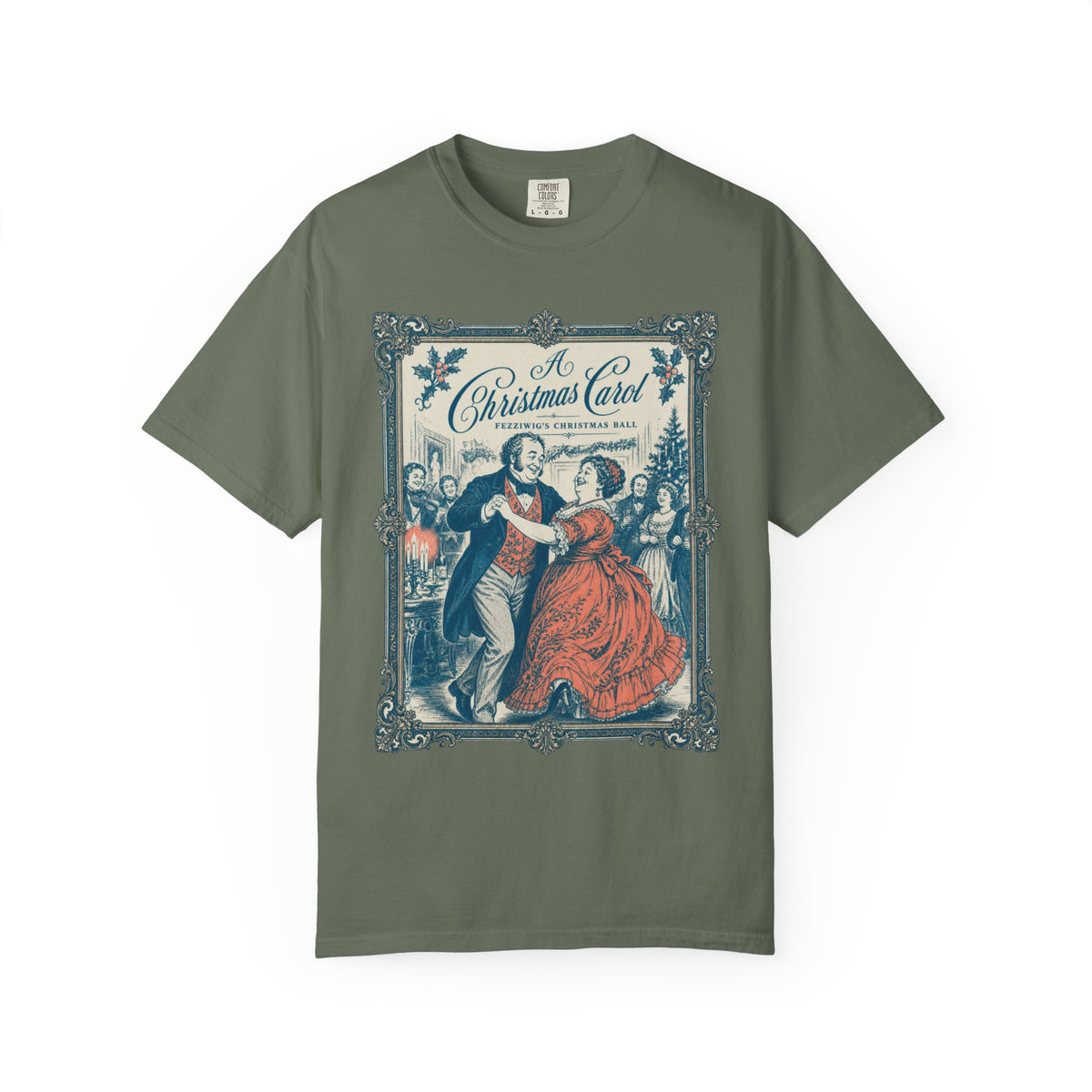 A Christmas Carol T-Shirt Vintage Victorian Fezziwigs Ball, Charles Dickens Literary Design