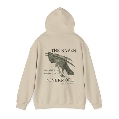 Halloween Vintage The Raven Hoodie, Spooky Season Sweater, Trick or Treating Shirt, Halloween Party Top, Edgar Allen Poe, Nevermore, Gothic Hoodie Printify   