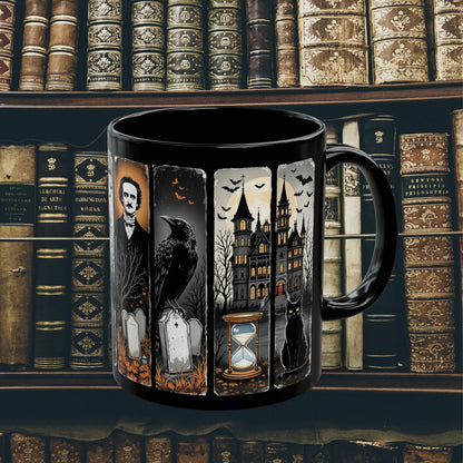 Edgar Allan Poe Mug Gothic Literary Gift For Book Lover Dark Academia Macabre Fall Coffee Cup Halloween Poetember Party Gift For Bookclub Mug Printify