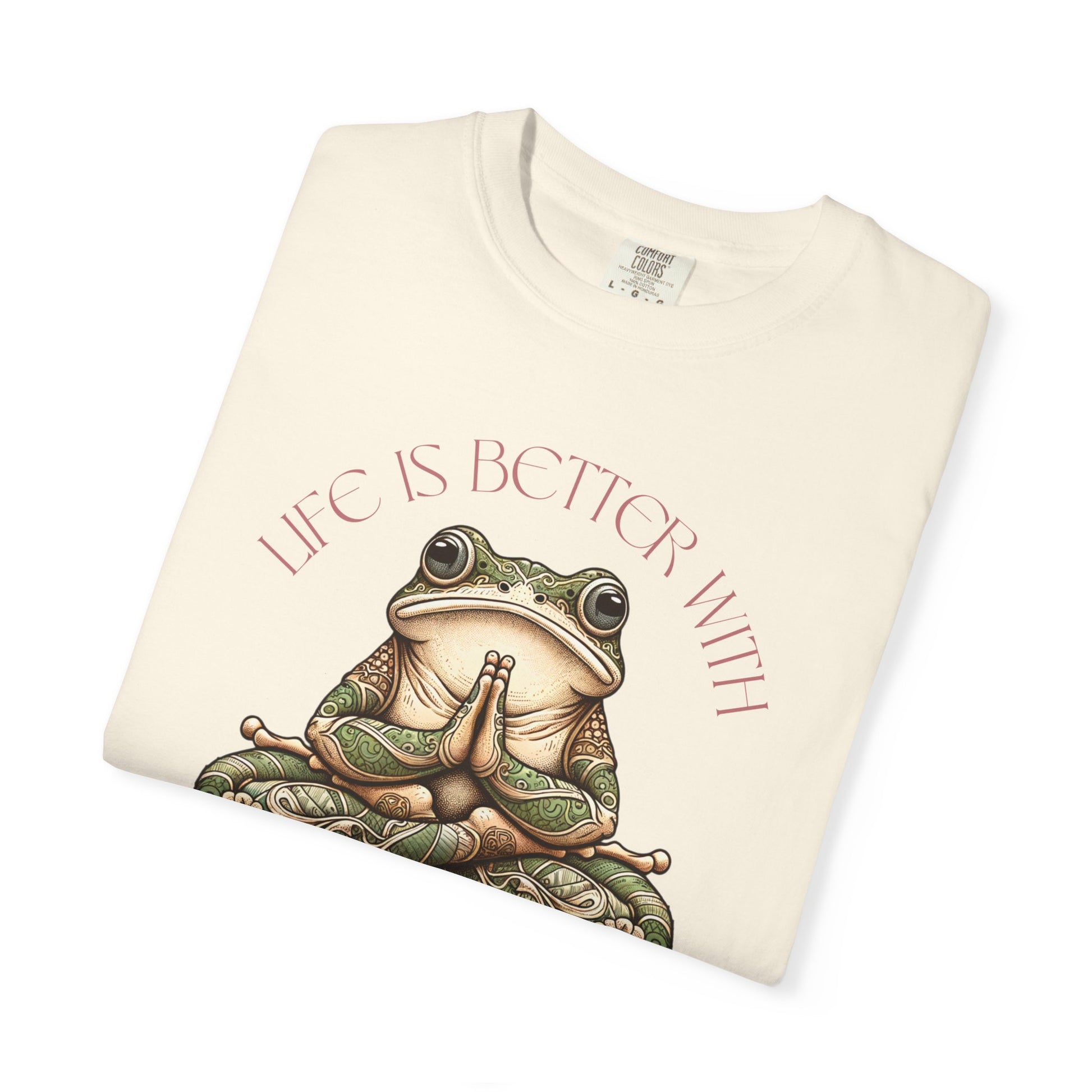 Pink Yoga Frog Life Is Better With Yoga Unisex T-Shirt, Casual Wear, Highlander Fan Gift, T-Shirt Printify