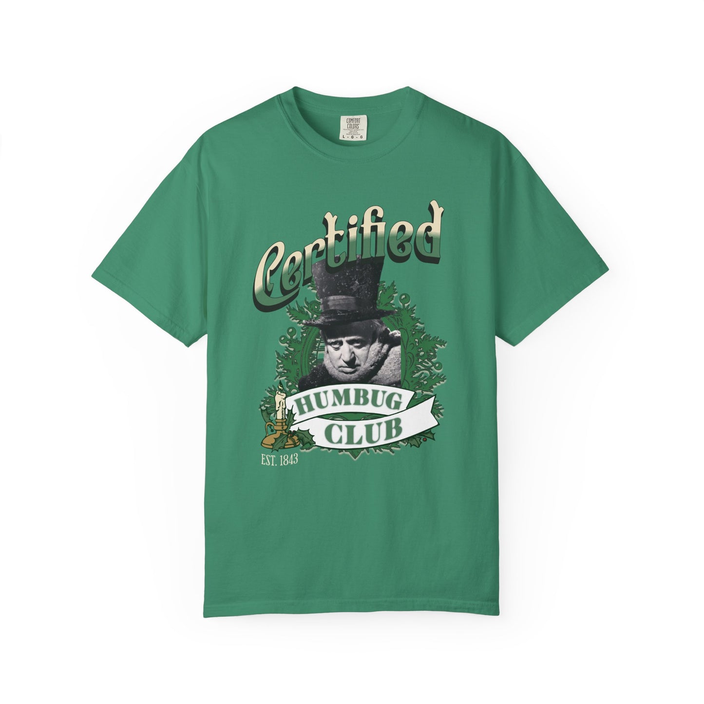 A Christmas Carol Shirt Certified Humbug Club T-Shirt | Vintage Style Unisex Tee for Holiday Fun, Christmas, Gift, Humor, T-Shirt Printify Grass S