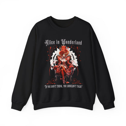 Queen of Hearts Sweatshirt, Alice In Wonderland Lewis Carroll Whimsigoth Academia Sweater Mad Hatter Tea Party Tee Bookish Booktok Gift Sweatshirt Printify S Black 