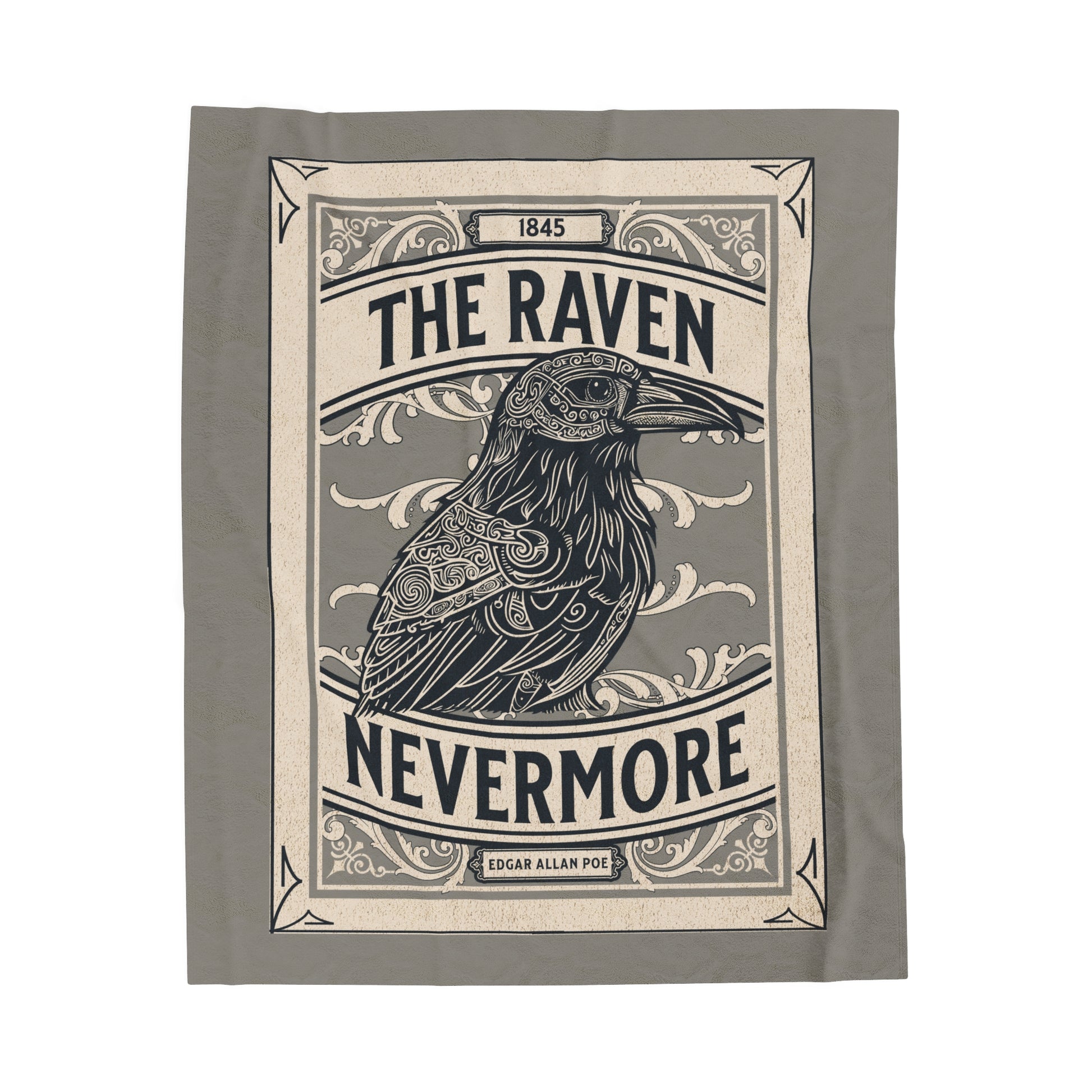 Edgar Allan Poe, Nevermore The Raven Throw Blanket, Book Lover Reading Blanket, Gothic Light, Dark Academia, Horror Movie Watching Blanket All Over Prints Printify 50" × 60"  