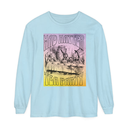 Retro Alice In Wonderland Long Sleeve Shirt, Lewis Carroll Whimsigoth Dark Academia TShirt, Mad Hatter's Tea Party Tee Bookish Booktok Gift Long-sleeve Printify Chambray S 