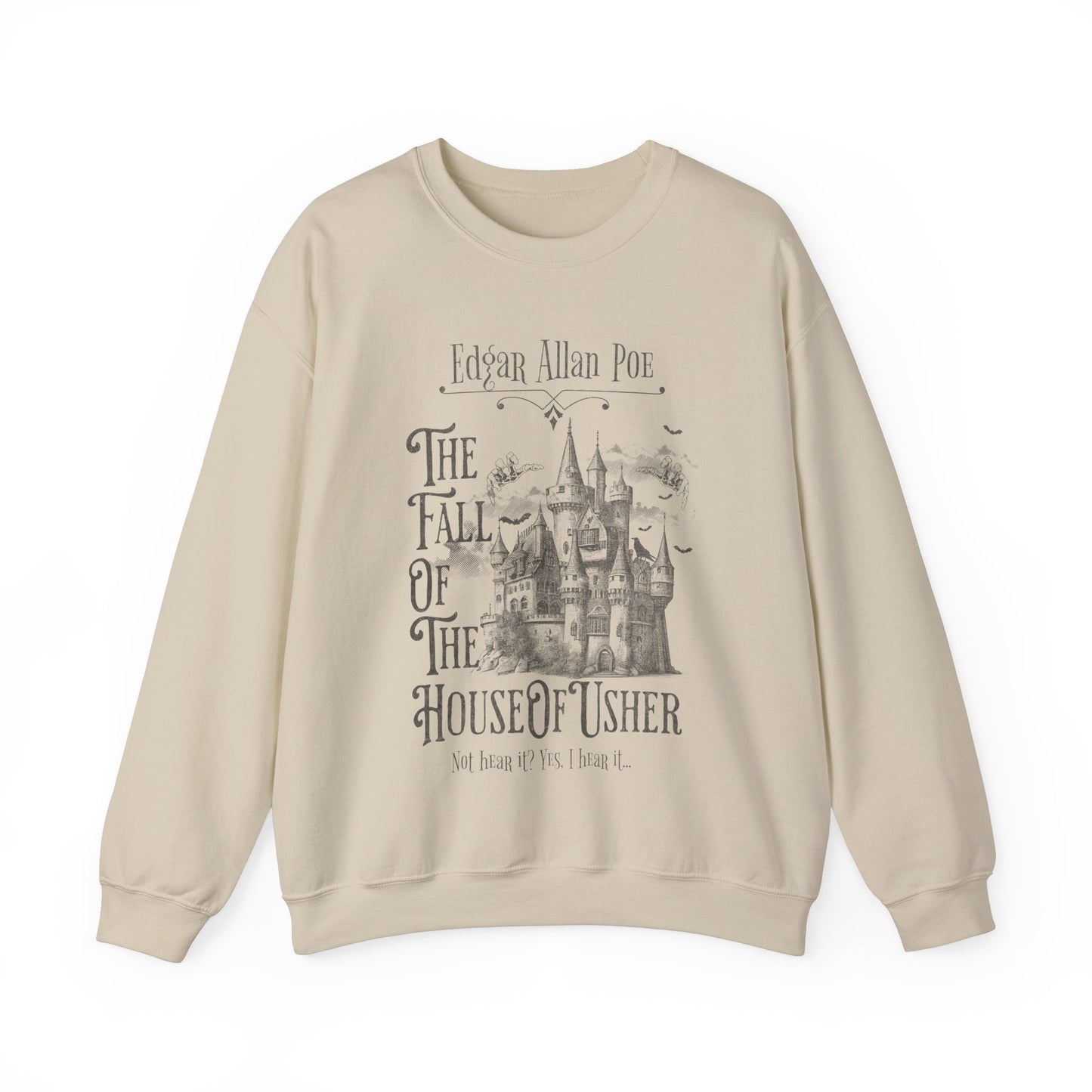 Edgar Allan Poe Sweatshirt Fall Of The House Of Usher Dark Academia Book Lover Gift Haunting Poetry Gothic Horror Merch Gift For Teacher Sweatshirt Printify S Sand 