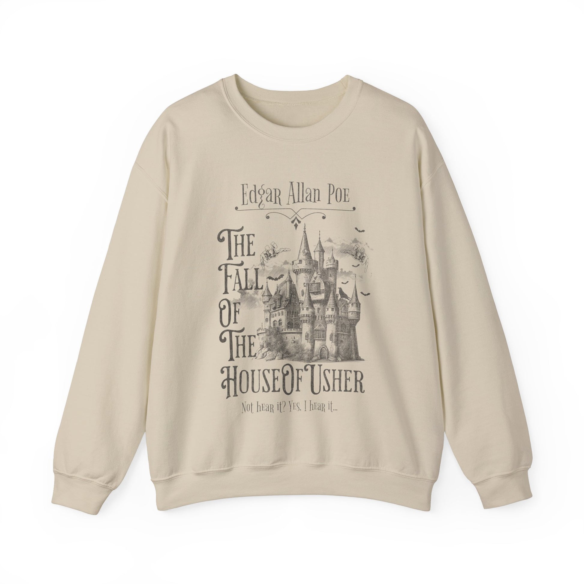 Edgar Allan Poe Sweatshirt Fall Of The House Of Usher Dark Academia Book Lover Gift Haunting Poetry Gothic Horror Merch Gift For Teacher Sweatshirt Printify S Sand 