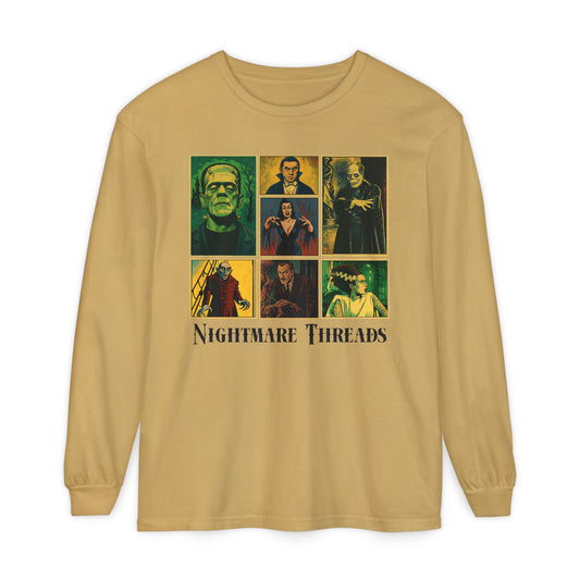 Halloween Themed Unisex Long Sleeve T-Shirt, Spooky Apparel, Nightmare Threads, Horror Movie Gifts, Fall Fashion Long-sleeve Printify Mustard S