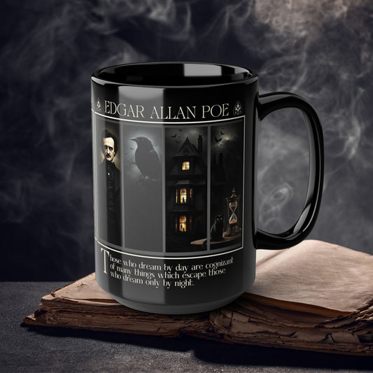 Edgar Allan Poe Mug Gothic Literary Gift For Book Lover Dark Academia Macabre Fall Coffee Cup Halloween Poetember Party Gift For Bookclub Mug Printify 15oz