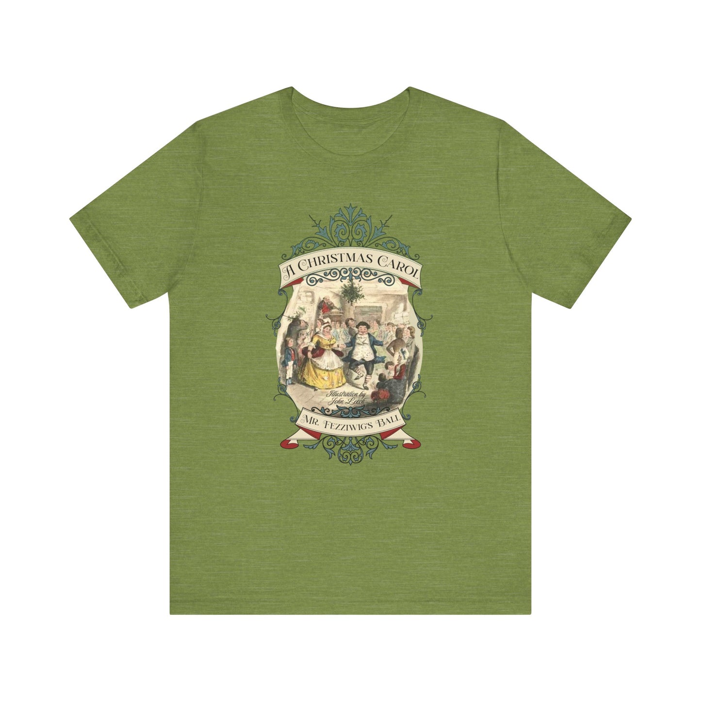 A Christmas Carol TShirt, Vintage Charles Dickens Victorian, Scrooge Fezziwig's Ball, Holiday Tradition X-Mas Movie T-shirt Bookish Christmas T-Shirt Printify Heather Green XS 