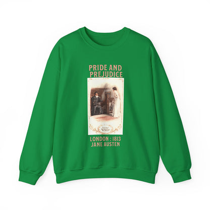 Jane Austen Sweatshirt, Pride & Prejudice Historical Romance Sweater, Bookish Literary Jane Austen Fan Art, Gift for Her, Bookclub Shirt Sweatshirt Printify S Irish Green 