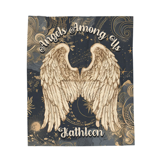 Custom Angel Wings Cuddle Plush Blanket Cozy Throw for Spiritual Gift for Birthday Christmas Gift for Mom or Best Girl Friends Angelic Love All Over Prints Printify 50" × 60"