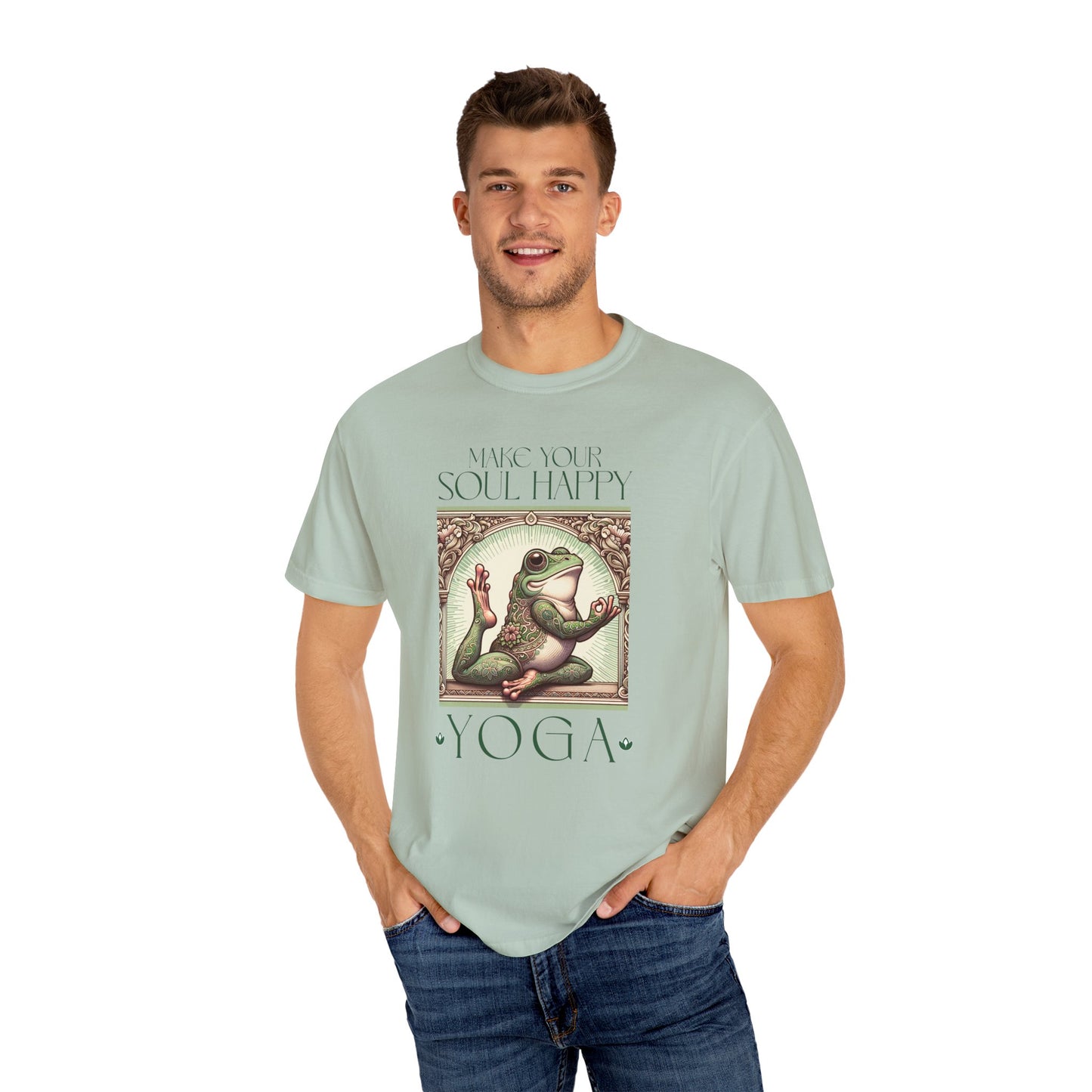 Green Yoga Frog Make Your Soul Happy Unisex T-Shirt, Casual Wear, Highlander Fan Gift,