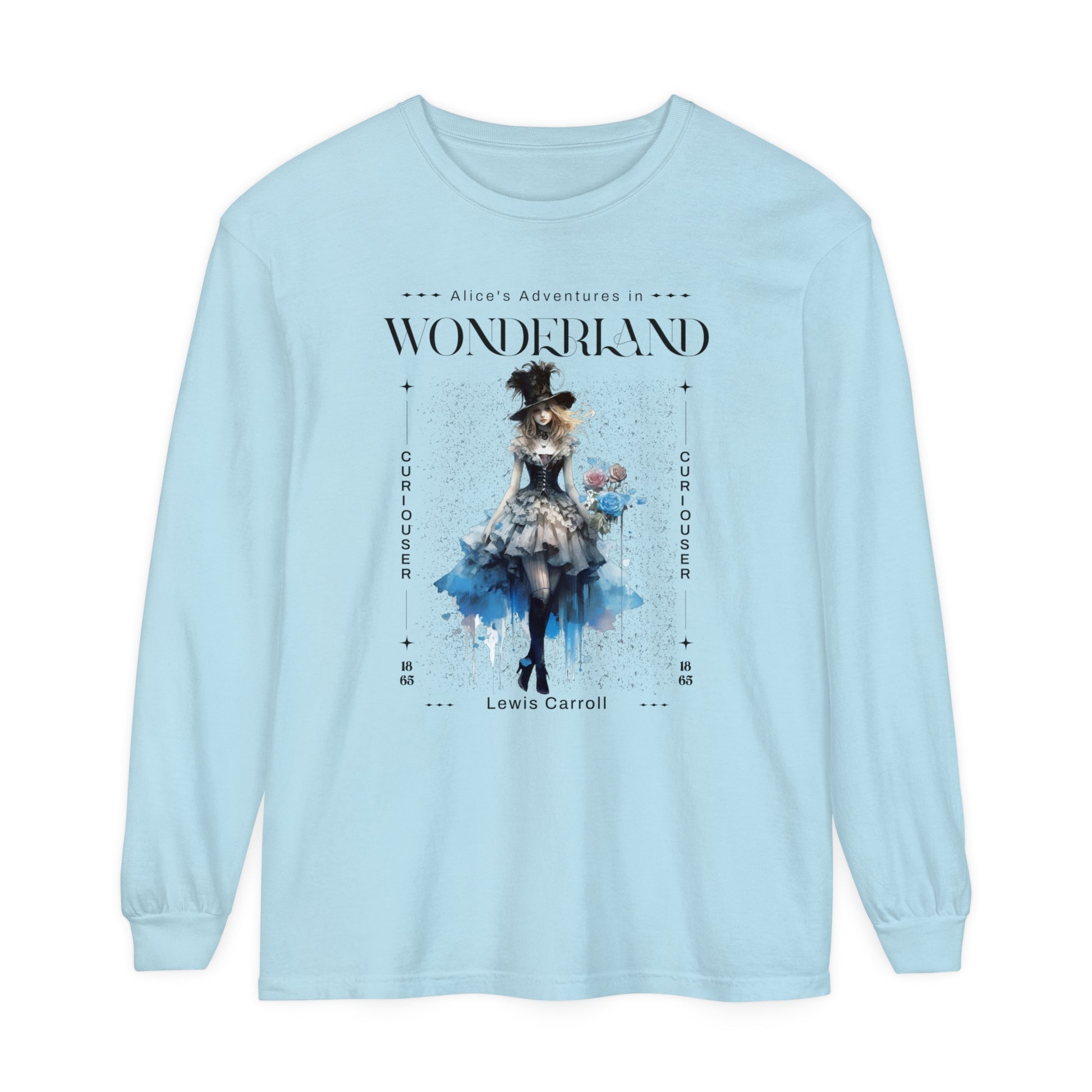 Alice In Wonderland Long Sleeve Shirt, Lewis Carroll Whimsigoth Streetwear Academia TShirt, Mad Hatter's Tea Party Tee Bookish Booktok Gift Long-sleeve Printify Chambray S 