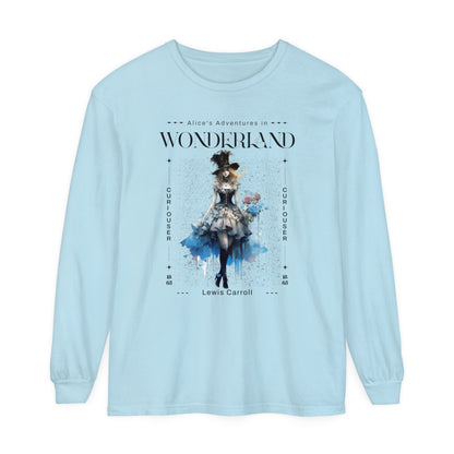 Alice In Wonderland Long Sleeve Shirt, Lewis Carroll Whimsigoth Streetwear Academia TShirt, Mad Hatter's Tea Party Tee Bookish Booktok Gift Long-sleeve Printify Chambray S 