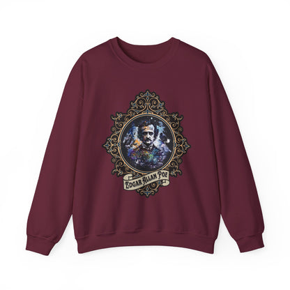 Edgar Allan Poe, Poet, Poetry Lover Sweatshirt, Book Lover, Halloween, Haunting Gothic Gift, Light, Dark Academia, Horror Movie Sweater Sweatshirt Printify S Maroon 