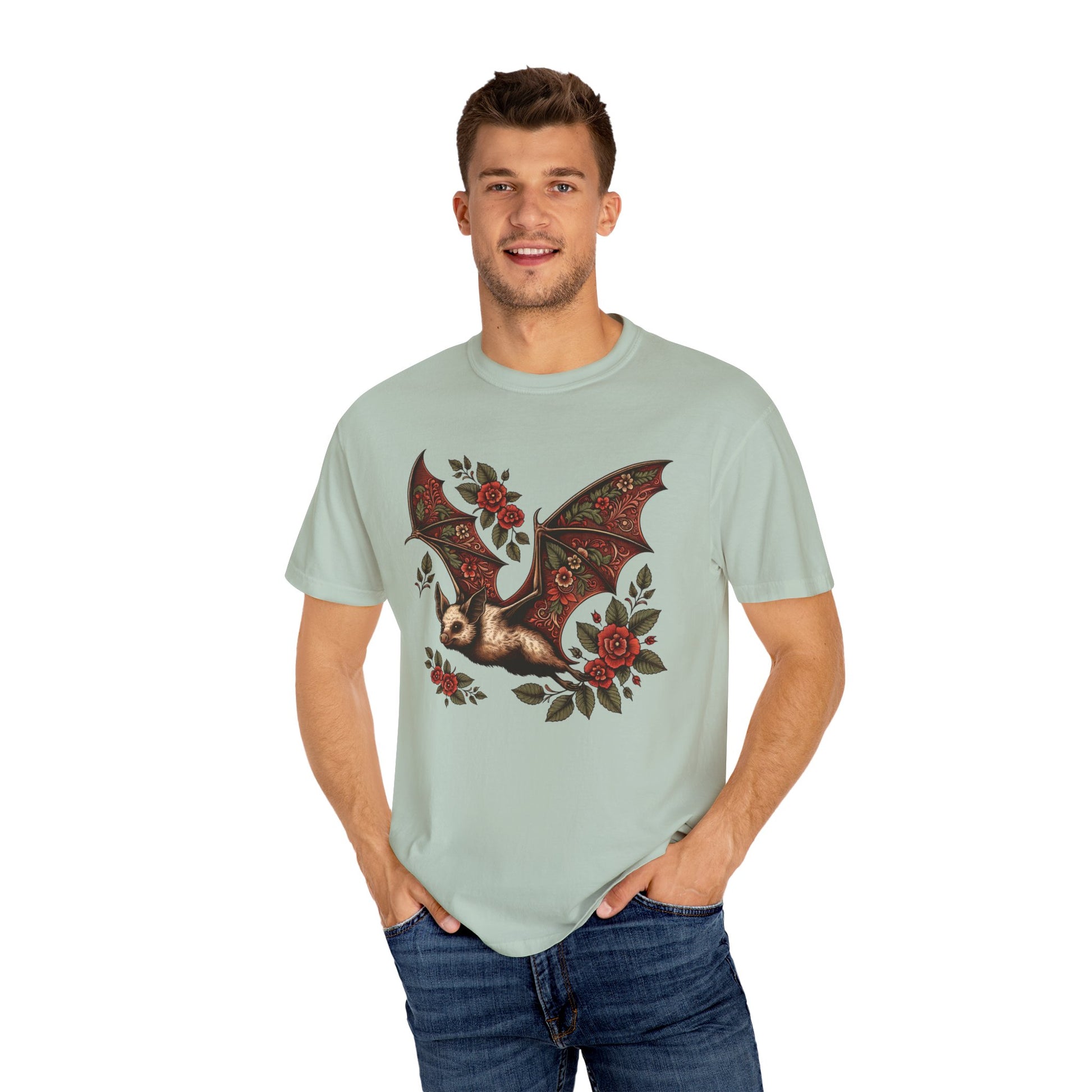 Vintage Bat TShirt Autumn Fall Style Bat Shirt For Halloween Party Spooky Vibes Witchy Dark Academia Comfort Colors Unisex Oversized Shirt T-Shirt Printify